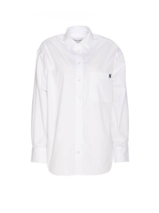 Chest Pocket Foxhead Patch Cotton Poplin Casual Shirt White - MAISON KITSUNE - BALAAN 1