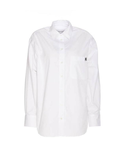 Chest Pocket Foxhead Patch Cotton Poplin Casual Shirt White - MAISON KITSUNE - BALAAN 2