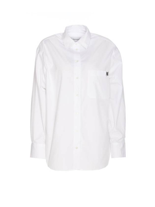 Chest Pocket Foxhead Patch Cotton Poplin Casual Shirt White - MAISON KITSUNE - BALAAN 2