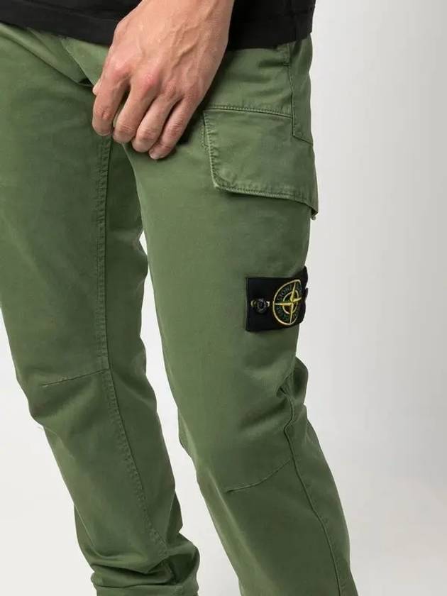 Stretch Broken Twill Garment Dyed Old Effect Cargo Pants Green - STONE ISLAND - BALAAN 3