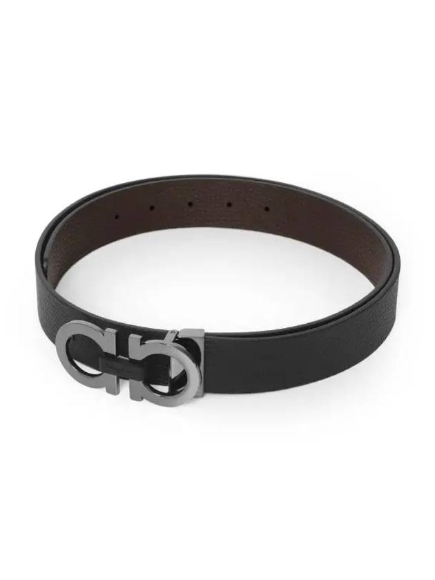 Reversible Gancini Belt Black Hickory - SALVATORE FERRAGAMO - BALAAN 5