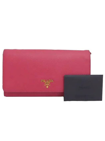 1M1440 SAFFIANO METAL PEONIA Pink gold logo chain WOC mini cross bag - PRADA - BALAAN 1