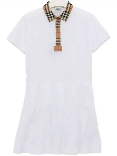 Kids Collar Check Polo Dress White - BURBERRY - BALAAN 2