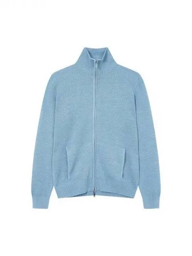 Men s Textured Zip Up Sweater Blue 270208 - EMPORIO ARMANI - BALAAN 1