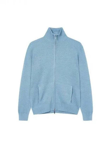 Men s Textured Zip Up Sweater Blue 270208 - EMPORIO ARMANI - BALAAN 1