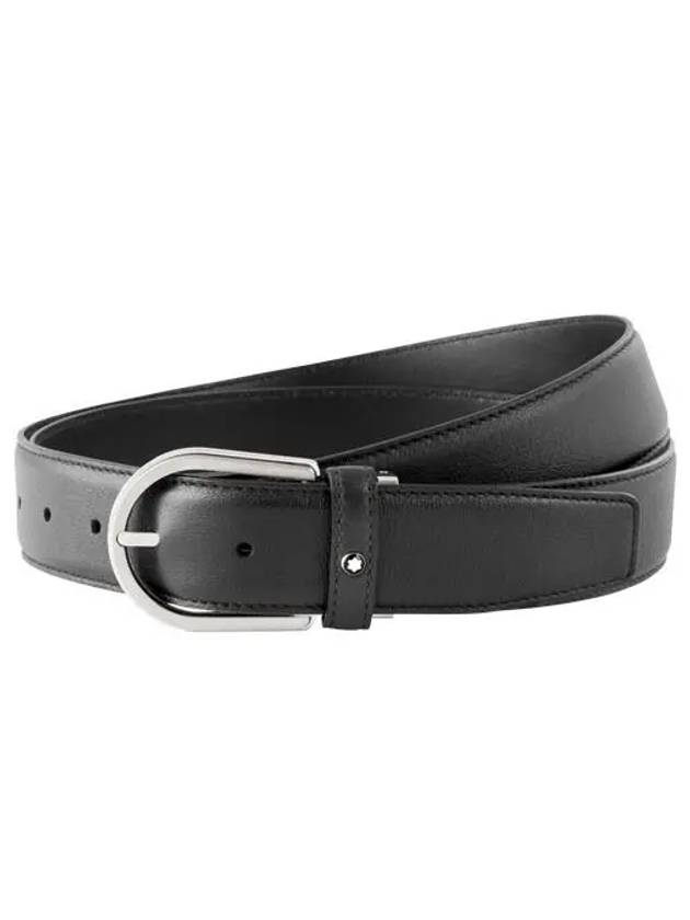 Horseshoe Buckle Classic Leather Belt Grey - MONTBLANC - BALAAN 2