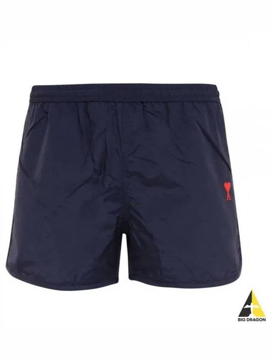 Heart Logo Swim Shorts Navy Blue - AMI - BALAAN 2