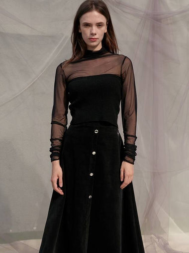 Sleeve Shirring See-through Turtleneck Black - SORRY TOO MUCH LOVE - BALAAN 1