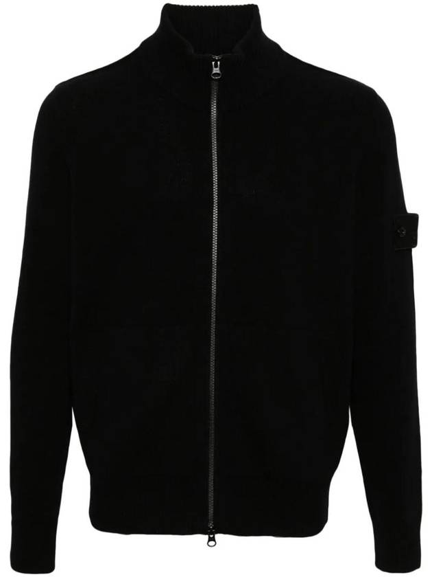 Compass Patch Cardigan Black - STONE ISLAND - BALAAN 1