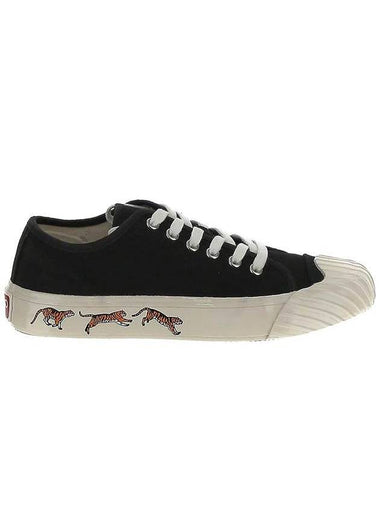 Tiger Logo Sole Cotton Low-Top Sneakers Black - KENZO - BALAAN 1