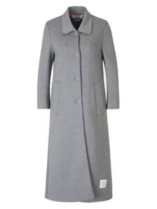 Women's Double Face Tech Round Collar Cotton Overcoat Medium Grey - THOM BROWNE - BALAAN 2