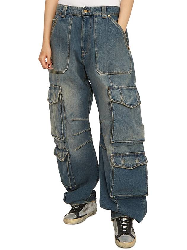 Distressed Finish Denim Wide Jeans Blue - GOLDEN GOOSE - BALAAN 8