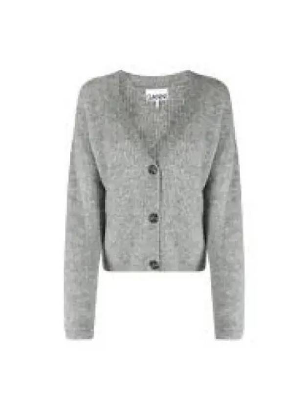 V-Neck Button-Up Alpaca Wool Cardigan Paloma Melange - GANNI - BALAAN 2