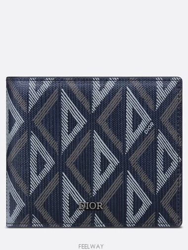 Compact Wallet Navy Blue CD Diamond Canvas - DIOR - BALAAN 1