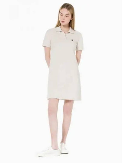 Jeans Embroidery Logo Short Sleeve Polo Short Dress Beige - CALVIN KLEIN - BALAAN 2