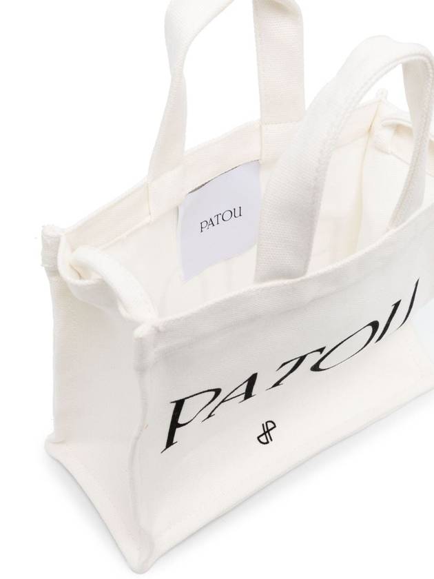 Logo Print Cotton Tote Bag White - PATOU - BALAAN 5