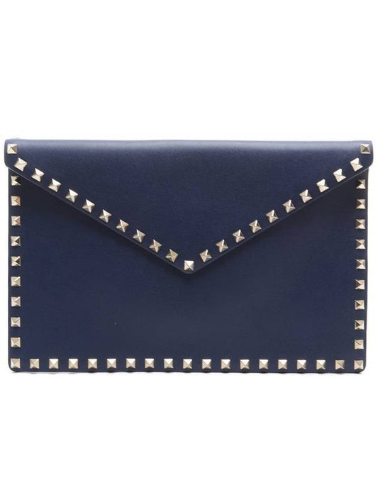 Rockstud Clutch Bag Navy - VALENTINO - BALAAN 1