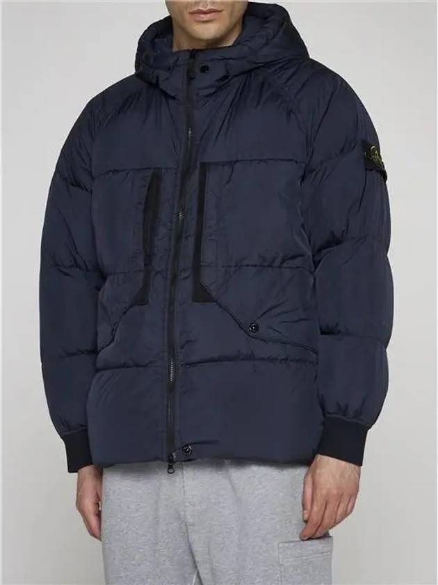 Garment Dyed Crinkle Reps Recycled Nylon Hoodie Padding Navy - STONE ISLAND - BALAAN 4