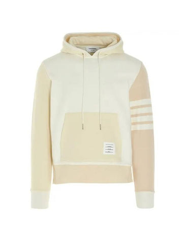 Panel Drawstring Cotton Hoodie Yellow - THOM BROWNE - BALAAN 1