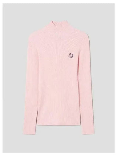 Women s Foxhead Patch Fine Pleated Turtleneck Pale Pink Domestic Product - MAISON KITSUNE - BALAAN 1