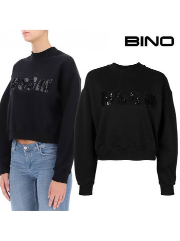 Sequin Logo Crop Sweatshirt MDM86X - MSGM - BALAAN 1