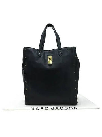 Black CALF Leather Stud Shopper Tote Bag - MARC JACOBS - BALAAN 1