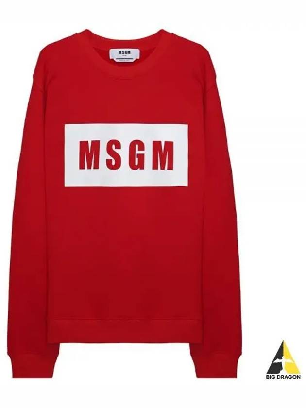 Box Logo Print Cotton Sweatshirt Red - MSGM - BALAAN 2