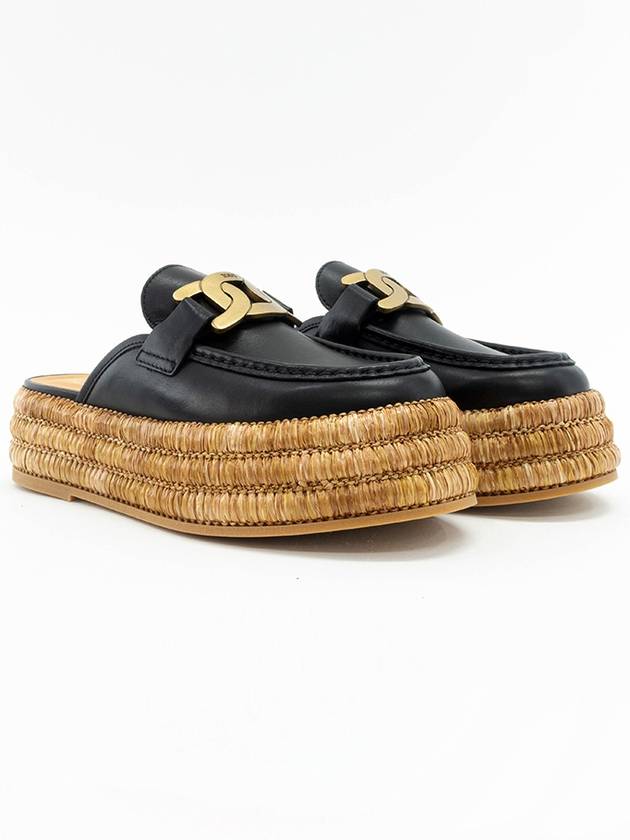 Kate Logo Leather Raffia Bloafer Black - TOD'S - BALAAN 6