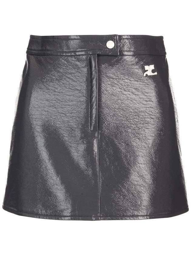 Reedition Logo Patch Vinyle A-Line Skirt Black - COURREGES - BALAAN 2