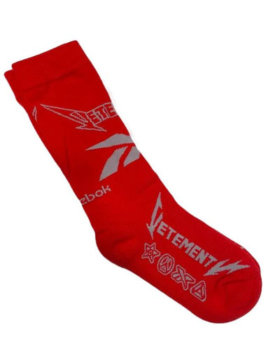 x Reebok Collaboration DJ3472 Red Gray Lightning Socks - VETEMENTS - BALAAN 1