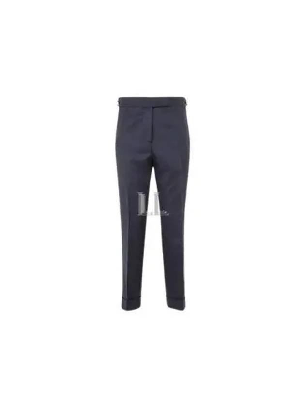 Tab Wool Turn-Up Straight Pants Navy - THOM BROWNE - BALAAN 2