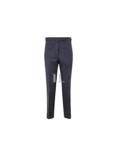 Tab Wool Turn-Up Straight Pants Navy - THOM BROWNE - BALAAN 2