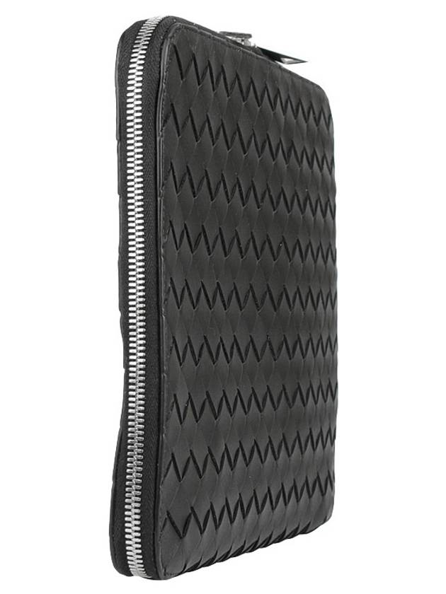 Classic Intrecciato Zipper Clutch Bag Black - BOTTEGA VENETA - 4