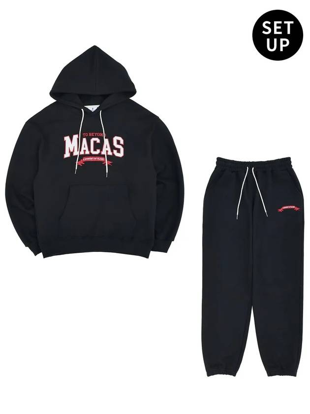 SET MACAS Logo Hoodie Jogger Pants SetupBlack - MACASITE - BALAAN 2