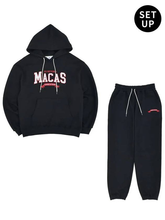 Logo Hoodie Jogger Pants Suits Black - MACASITE - BALAAN 2