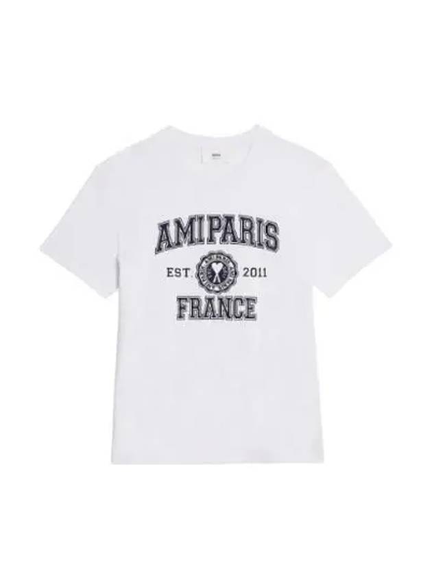 Varsity Logo Short Sleeve T-Shirt White - AMI - BALAAN 2