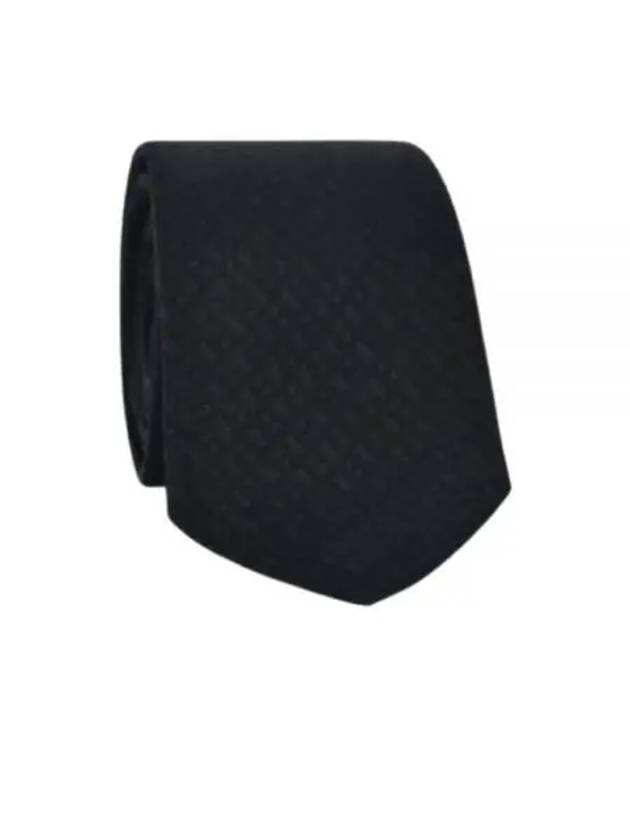 Jacquard Woven Monogram Pure Silk Tie Navy - HUGO BOSS - BALAAN 2