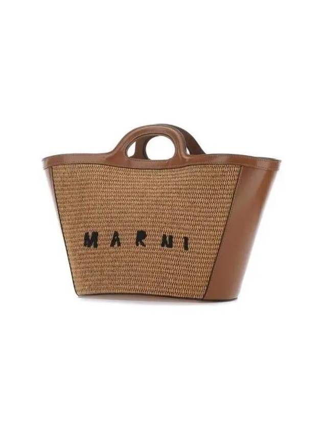 Leather Raffia Tropicalia Tote Bag Rosiena - MARNI - BALAAN 3