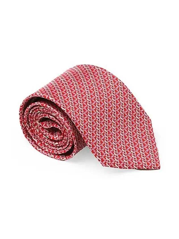 Men's Gancini Logo Silk Tie Red - SALVATORE FERRAGAMO - BALAAN 3