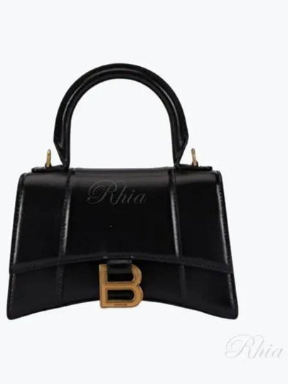 Hourglass XS Glossy Calfskin Tote Bag Black - BALENCIAGA - BALAAN 2