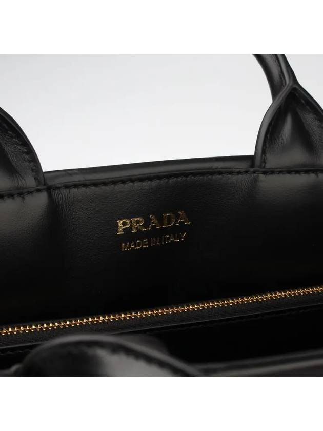 Small Symbol Logo Print Stitching Leather Cross Bag Black - PRADA - BALAAN 4