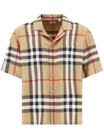Vintage Check Silk Short Sleeve Shirt Archive Beige - BURBERRY - BALAAN 1