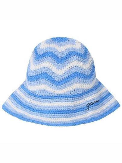 Cotton Crochet Bucket Hat Blue - GANNI - BALAAN 2