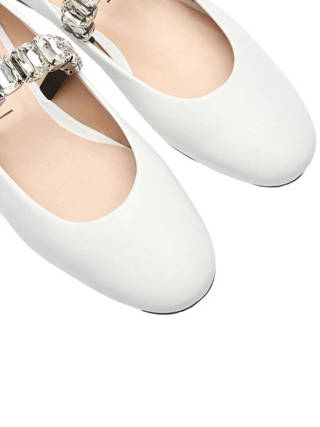 White Ballet Shoes With Crystal Embellishments In Leather Woman - CASADEI - BALAAN 4