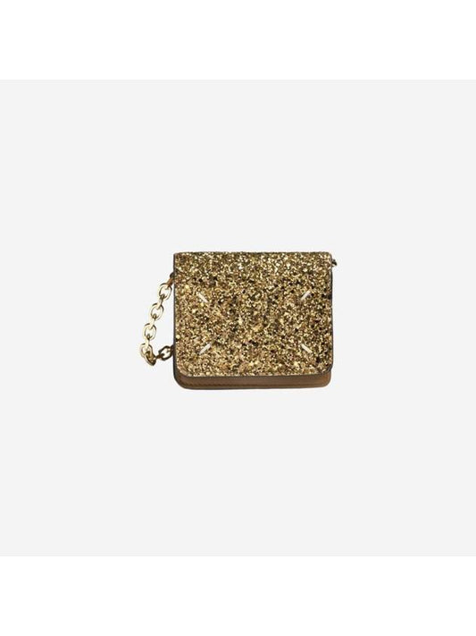 Glitter Micro Chain Link Leather Half Wallet Gold - MAISON MARGIELA - BALAAN 1