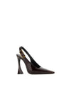 Dune Patent Leather Slingback Heels Marron Glace - SAINT LAURENT - BALAAN 3