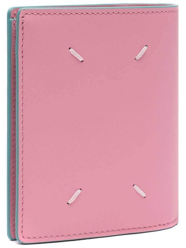 Men's Stitched Two-Tone Leather Half Wallet Pink - MAISON MARGIELA - BALAAN 4