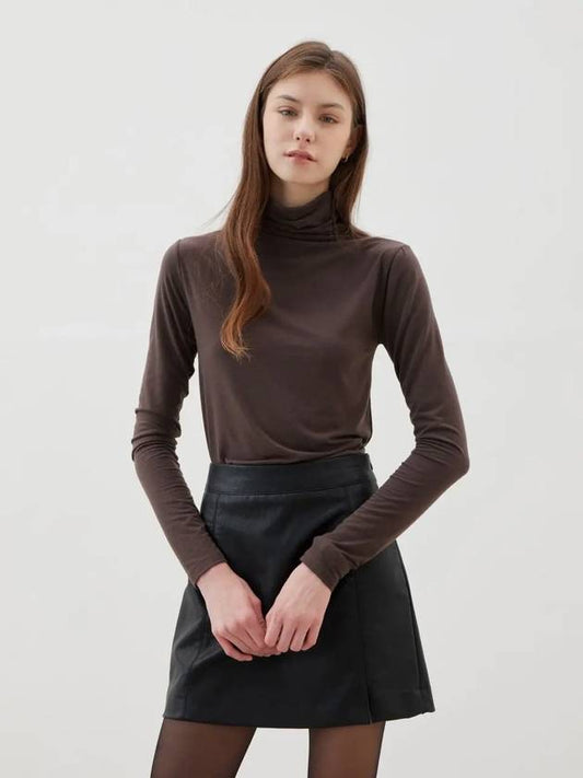 Soft turtleneck neck polar t shirt brown - LESEIZIEME - BALAAN 1