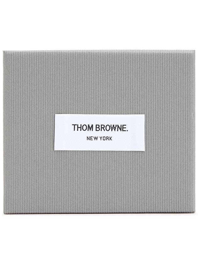 Pebble Grained Leather Double Card Wallet Black - THOM BROWNE - BALAAN 8