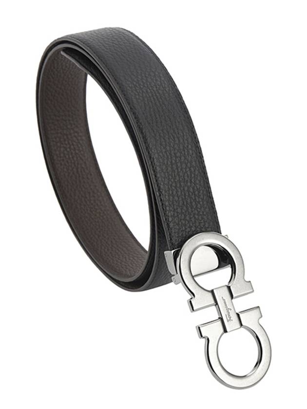 Reversible Gancini Leather Belt Dark Brown Black - SALVATORE FERRAGAMO - BALAAN 5